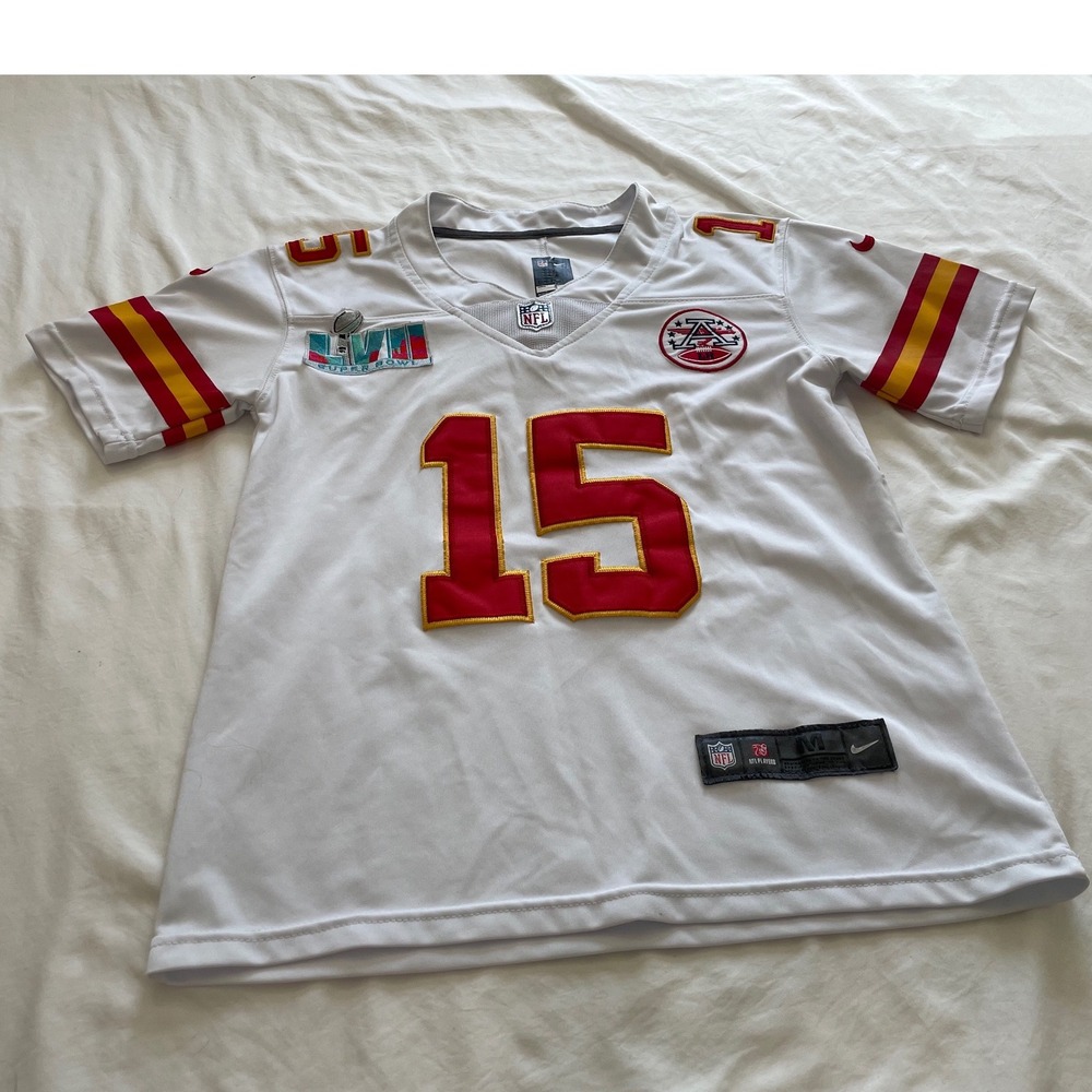 Nike Kids Patrick Mahomes Kansas City Chiefs Super Bowl LVII Jersey White Size M